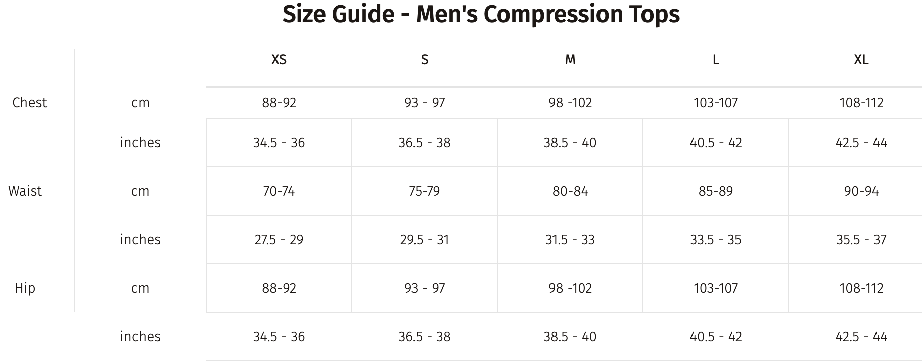 Size Chart